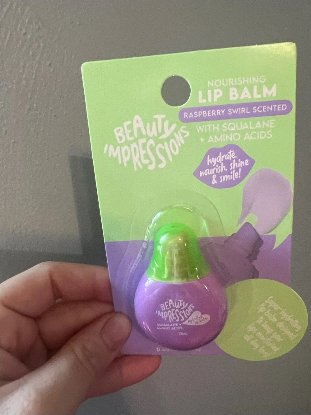 Beauty Impressions Raspberry Swirl Lip Balm - Purple & Green